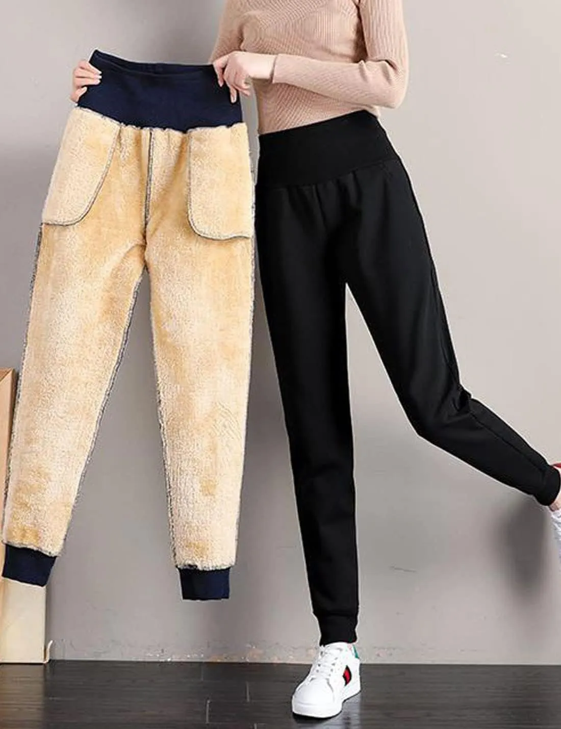 ZGZZ7 Women's Sherpa-Lined Sweatpants Winter Fleece Joggers Loungewear Workout Active Track Pants