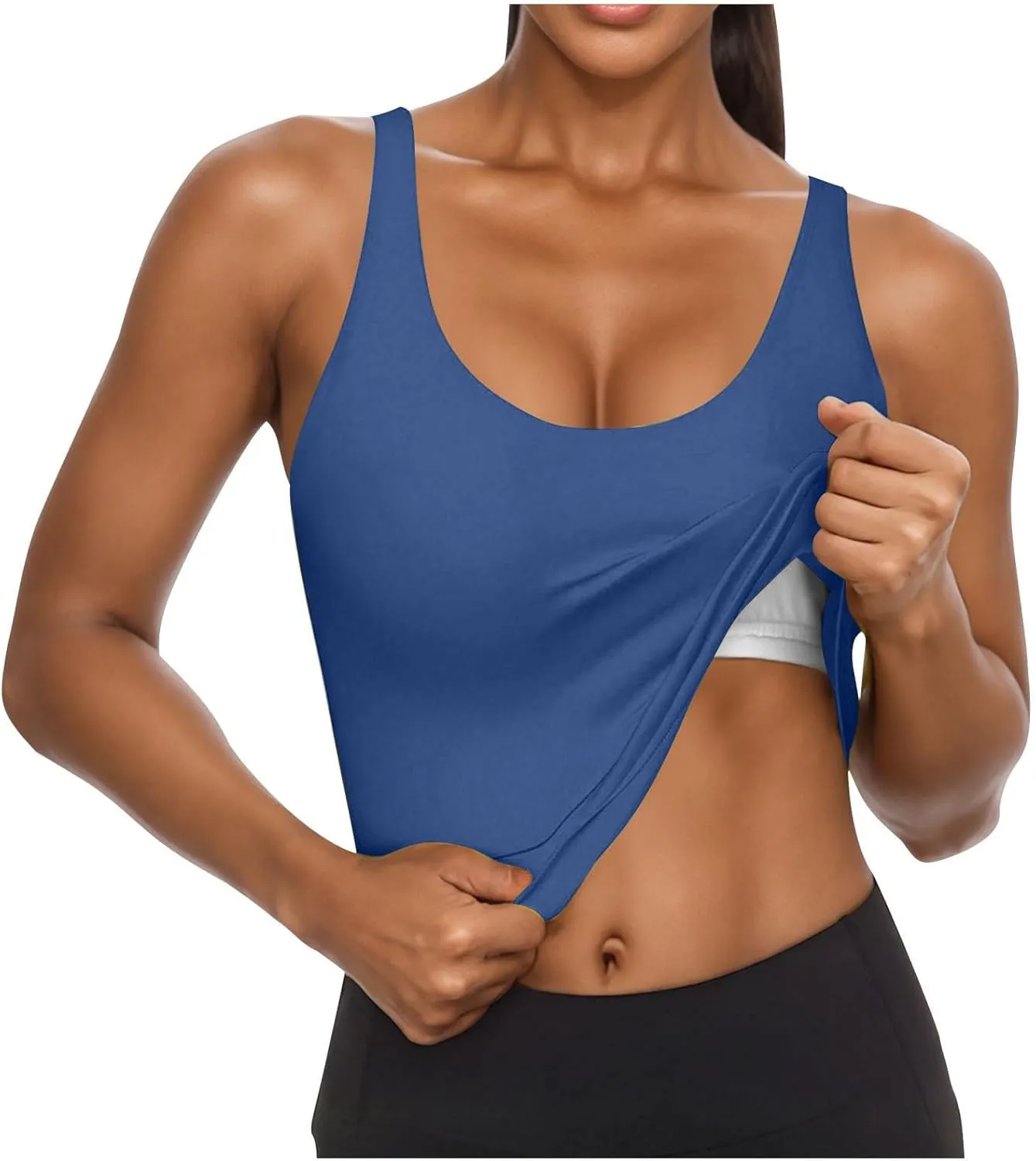 ZYXTIM Built in Bra Tank Tops for Women Sleeveless V Neck Workout Yoga Camis Shirts Cotton Stretch Quick Dry Basic Cami Tops