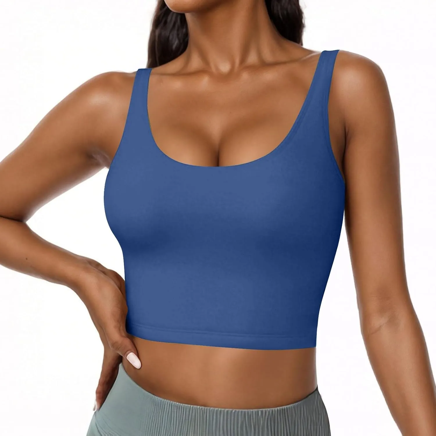 ZYXTIM Built in Bra Tank Tops for Women Sleeveless V Neck Workout Yoga Camis Shirts Cotton Stretch Quick Dry Basic Cami Tops